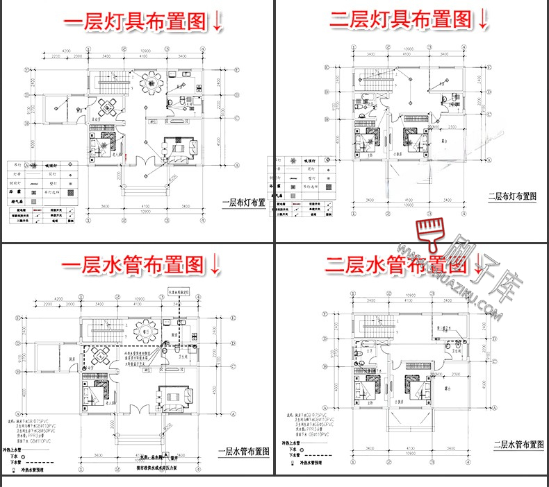 图片[10]-新农村自建房设计图房屋建筑结构效果一二层三层别墅CAD施工图纸-刷子库