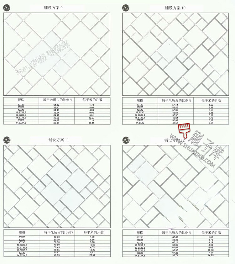 图片[4]-CAD建筑园林道路地面广场铺装铺地纹理纹路填充图案自定义素材-刷子库