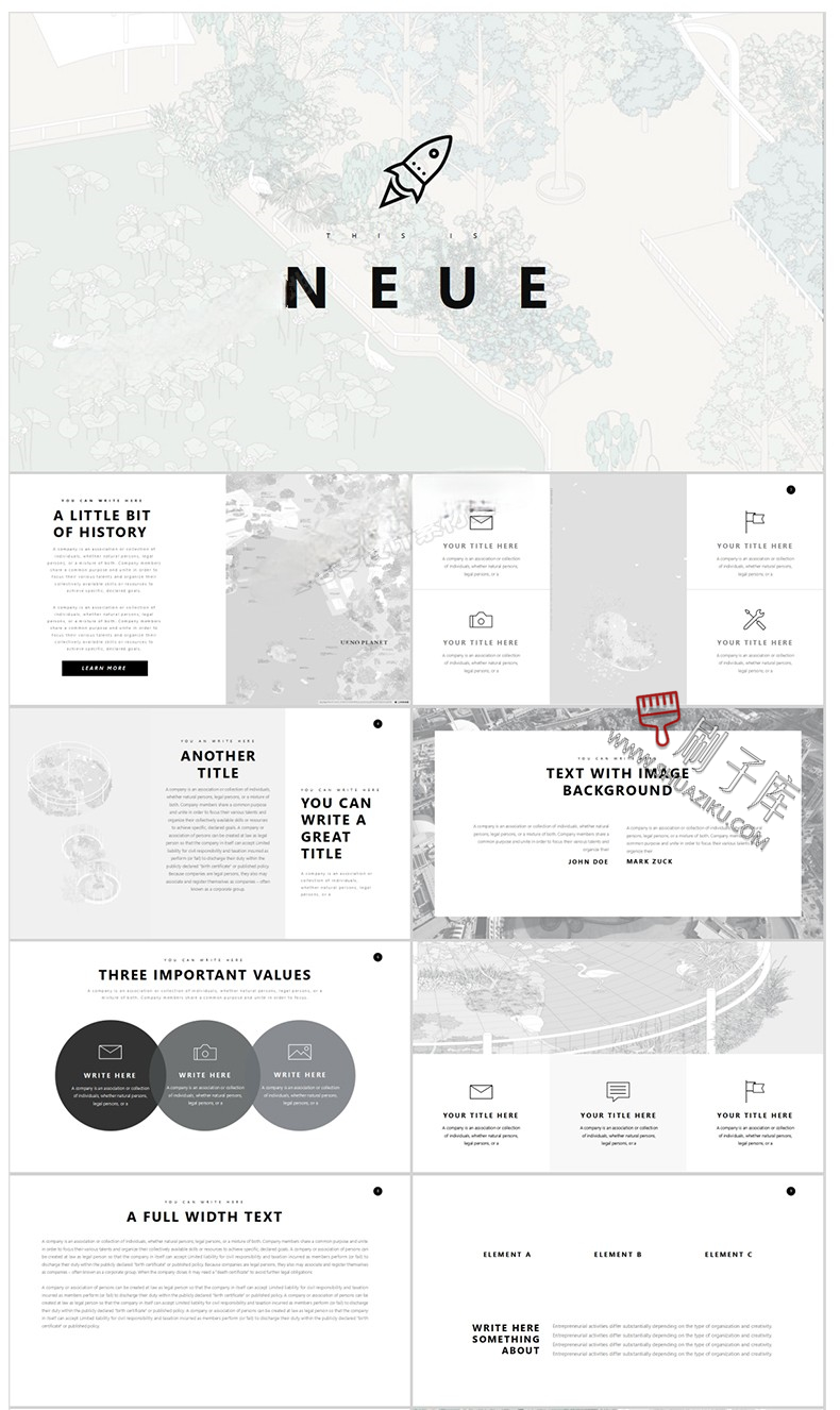 图片[7]-建筑景观园林规划作品集ppt模板国外小清新设计项目方案汇报排版-刷子库