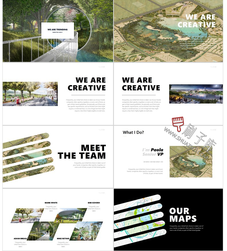 图片[6]-建筑景观园林规划作品集ppt模板国外小清新设计项目方案汇报排版-刷子库