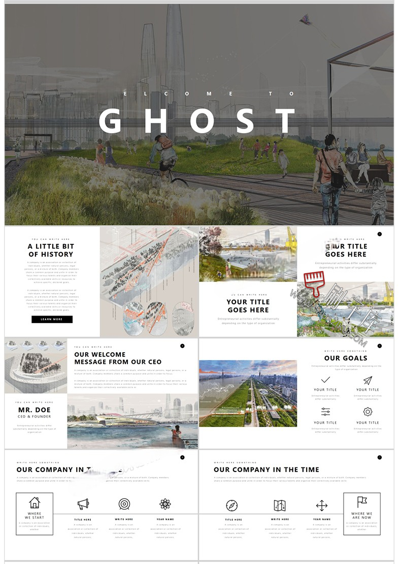 图片[8]-建筑景观园林规划作品集ppt模板国外小清新设计项目方案汇报排版-刷子库