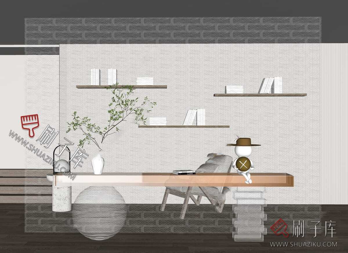 图片[3]-现代室内建筑材料玻璃砖玻璃玄关隔断屏风sketchup草图大师su模型-刷子库