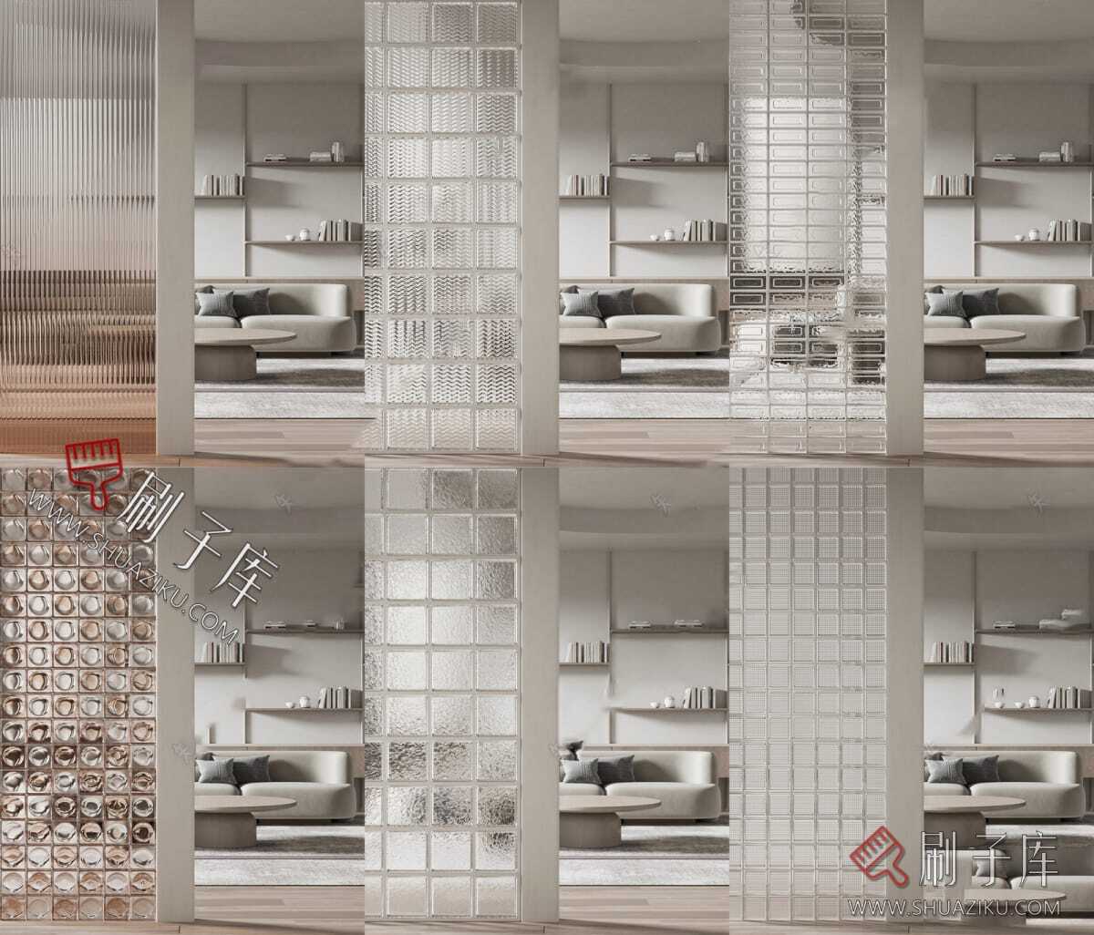 图片[5]-现代室内建筑材料玻璃砖玻璃玄关隔断屏风sketchup草图大师su模型-刷子库