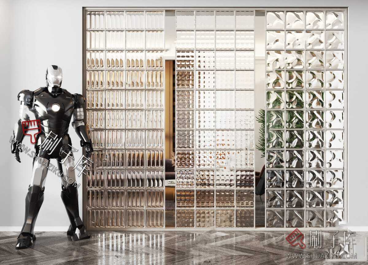 图片[7]-现代室内建筑材料玻璃砖玻璃玄关隔断屏风sketchup草图大师su模型-刷子库