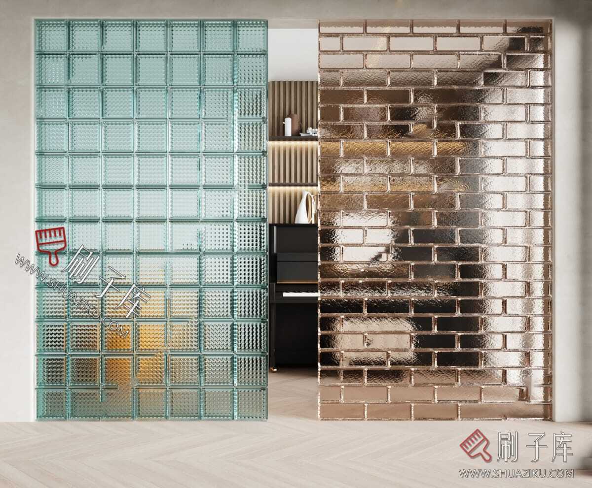 图片[8]-现代室内建筑材料玻璃砖玻璃玄关隔断屏风sketchup草图大师su模型-刷子库