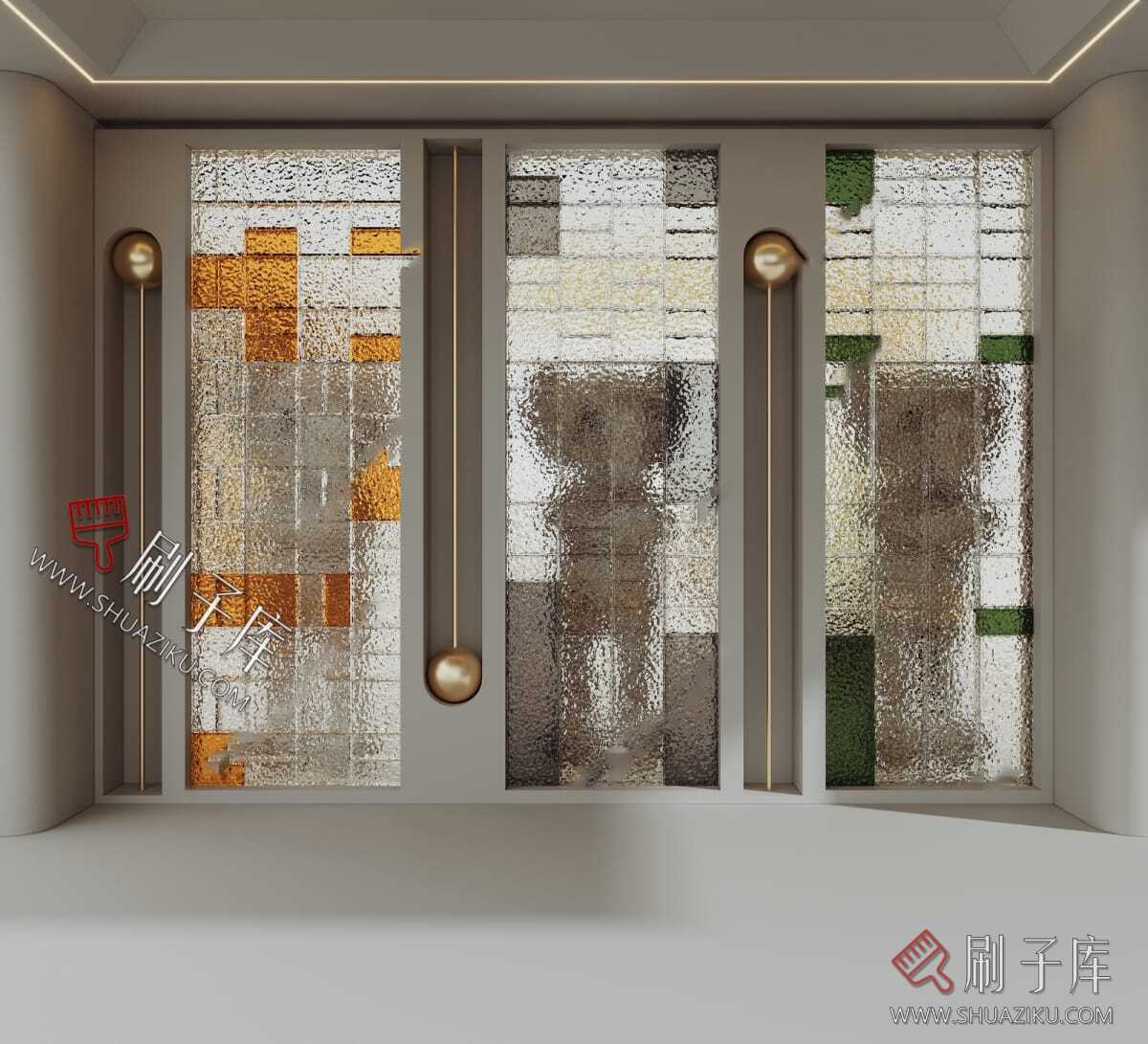 图片[12]-现代室内建筑材料玻璃砖玻璃玄关隔断屏风sketchup草图大师su模型-刷子库