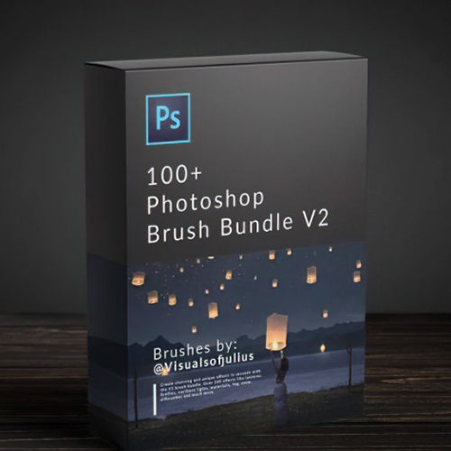 PS笔刷：Visualsofjulius 灯笼萤火虫剪影瀑布银河系头发草毛皮北极光雾云-刷子库