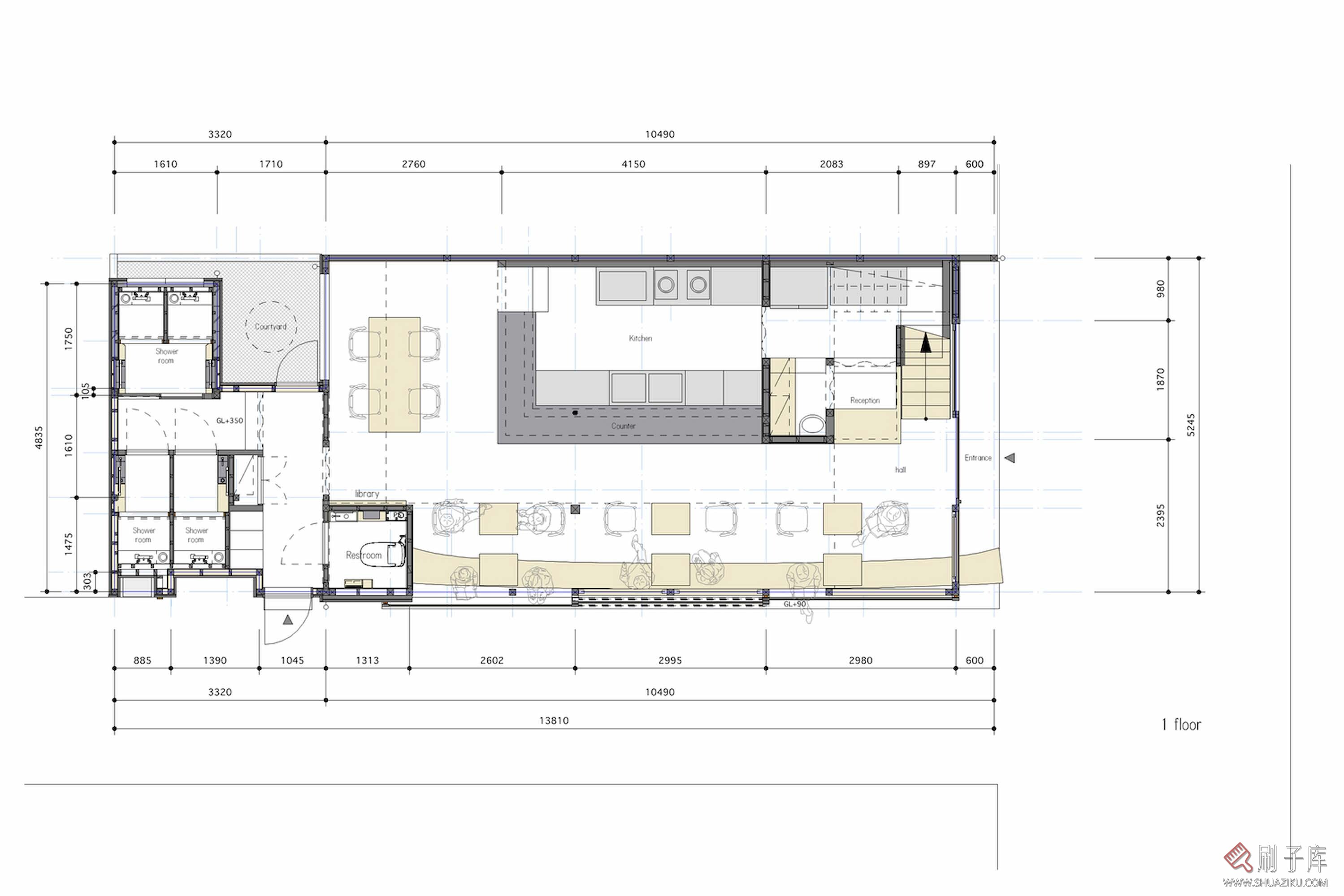 【设计师必备】最新60张咖啡厅平面图-4