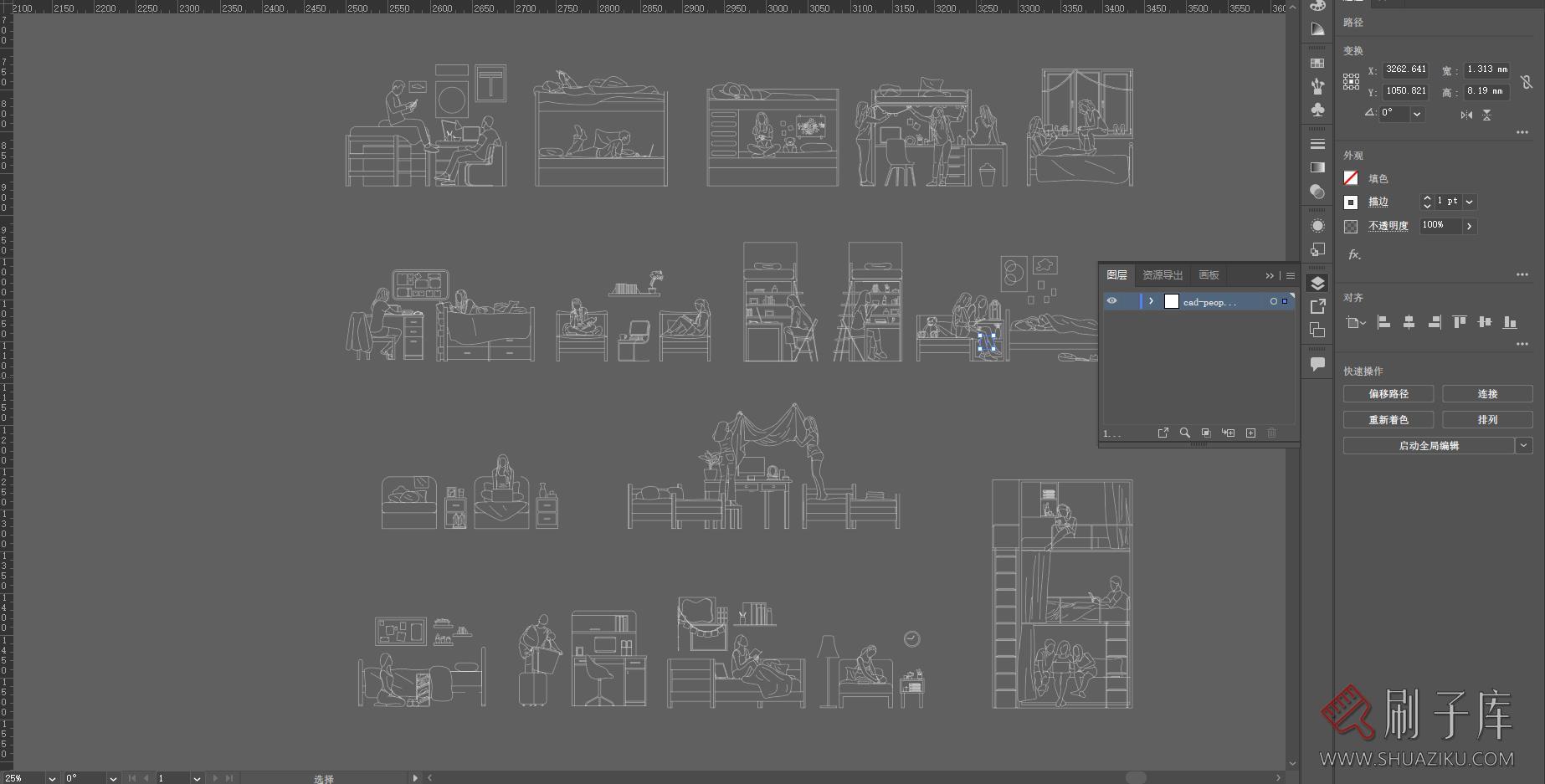 16个学生公寓场景矢量图集,AI+CAD+PSD+PNG-1 16个学生公寓场景矢量图集,AI+CAD+PSD+PNG-1
