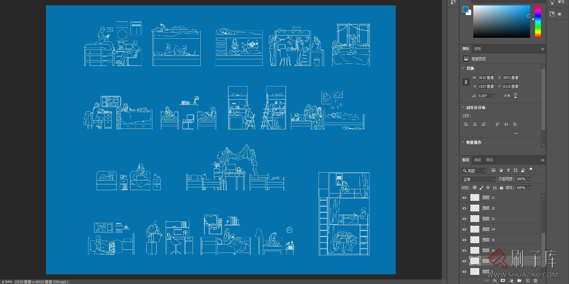 16个学生公寓场景矢量图集,AI+CAD+PSD+PNG-2 16个学生公寓场景矢量图集,AI+CAD+PSD+PNG-2
