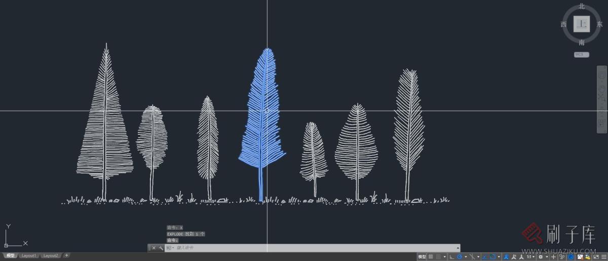 6个羽毛树矢量图集，AI+CAD-1
