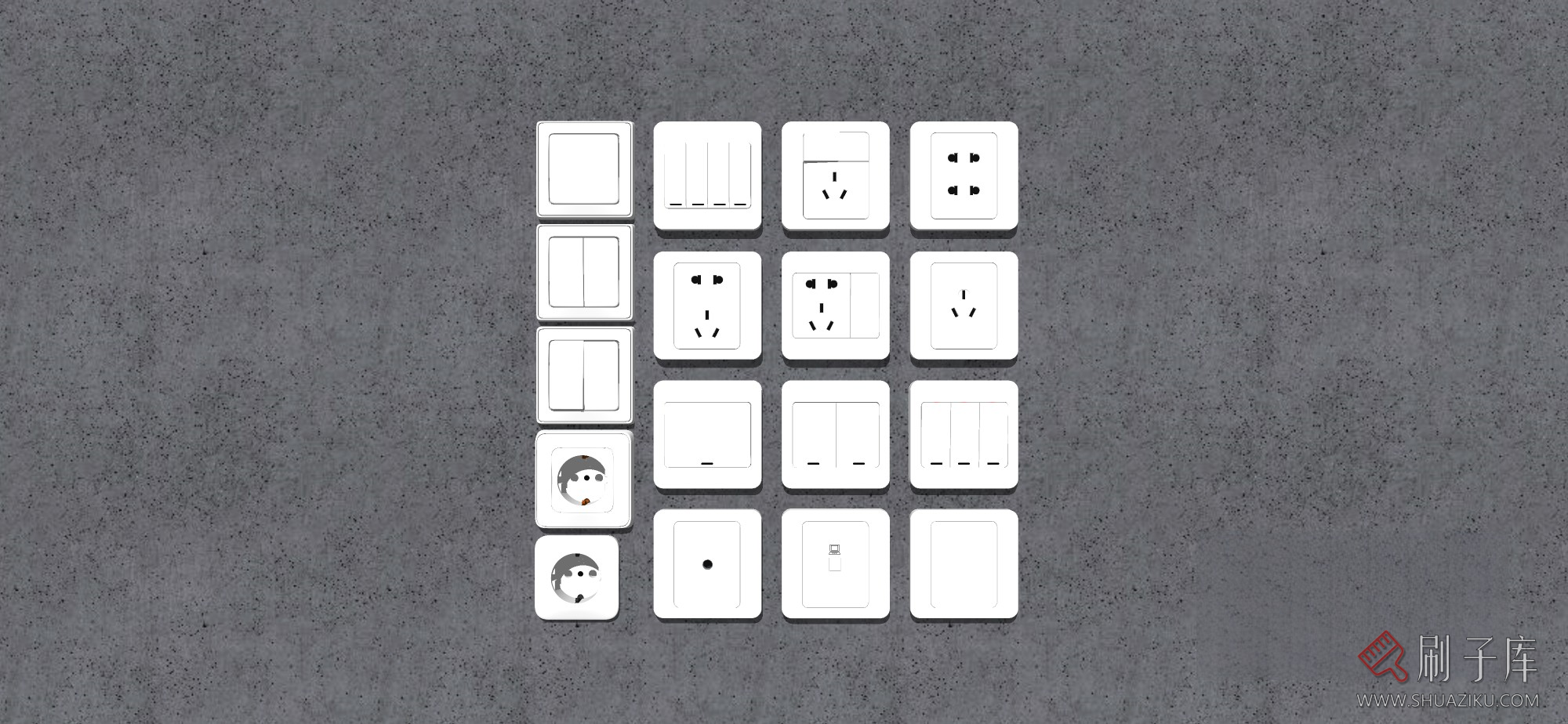 图片[1]-各种开关插座SU模型-刷子库