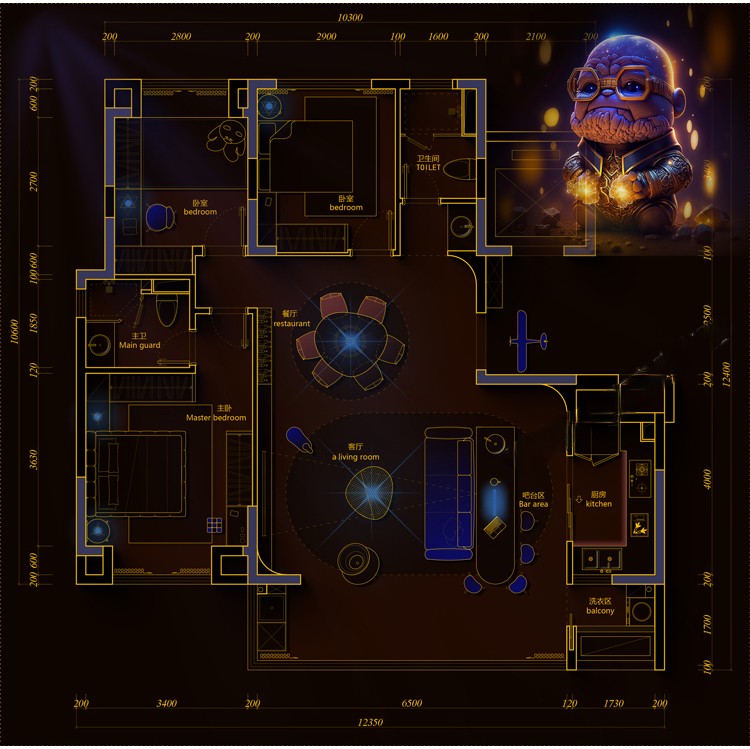 图片[2]-室内家装户型改造优化方案卡通复仇者联盟psd彩平图平面图jpg素材-刷子库