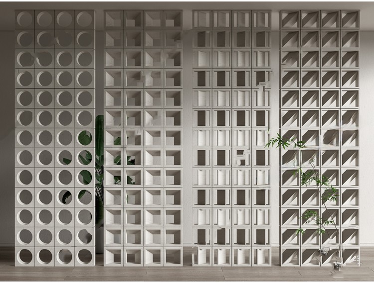 图片[3]-现代水泥空心砖构件镂空透光隔断侘寂风微水泥景墙SU模型草图大师-刷子库