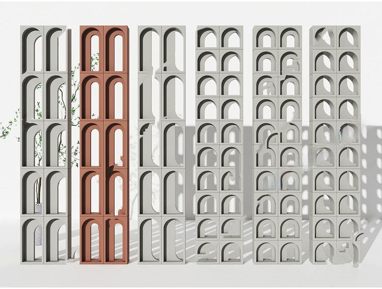 图片[6]-现代水泥空心砖构件镂空透光隔断侘寂风微水泥景墙SU模型草图大师-刷子库