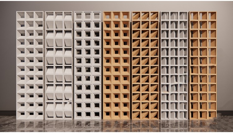 图片[7]-现代水泥空心砖构件镂空透光隔断侘寂风微水泥景墙SU模型草图大师-刷子库