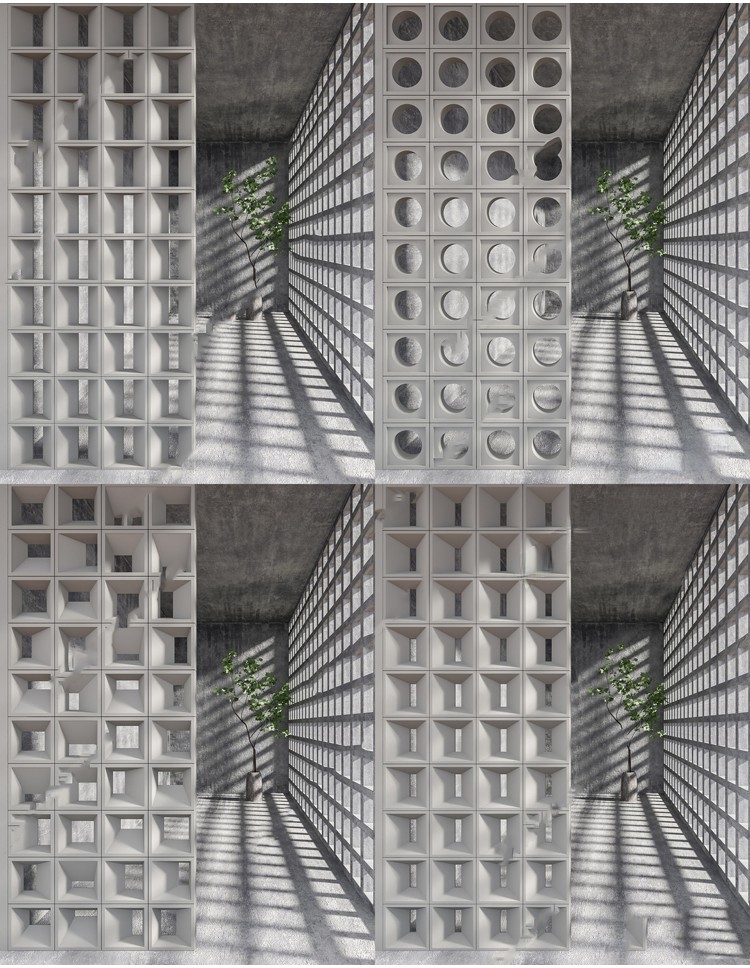 图片[11]-现代水泥空心砖构件镂空透光隔断侘寂风微水泥景墙SU模型草图大师-刷子库