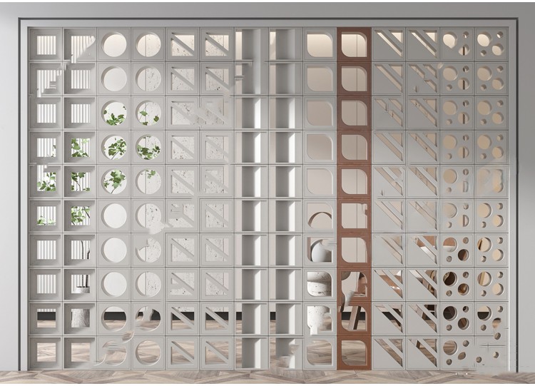 图片[13]-现代水泥空心砖构件镂空透光隔断侘寂风微水泥景墙SU模型草图大师-刷子库