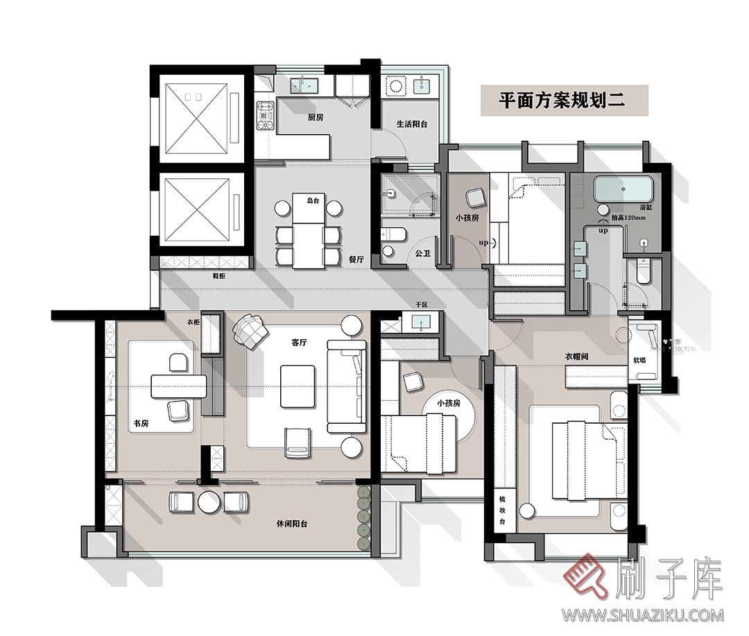 图片[2]-简约彩平图方案平面方案CAD+PSD-刷子库