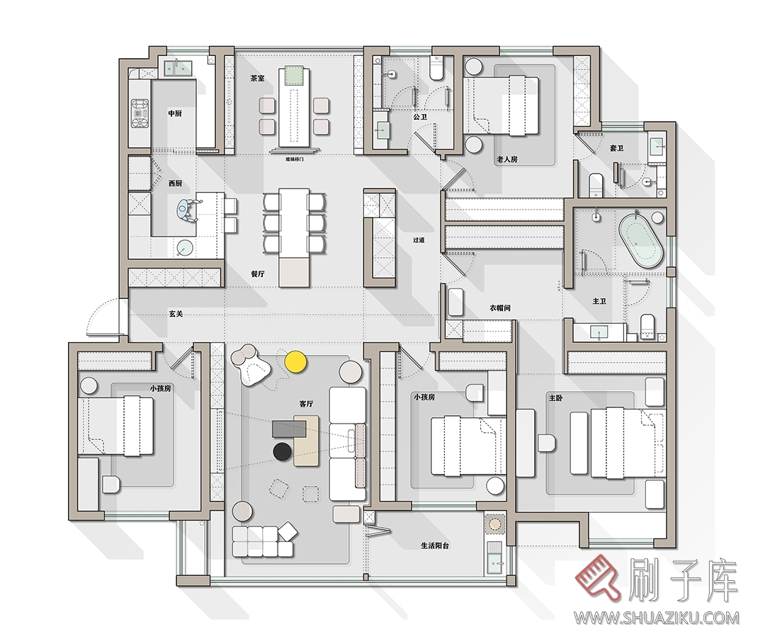图片[4]-简约彩平图方案平面方案CAD+PSD-刷子库