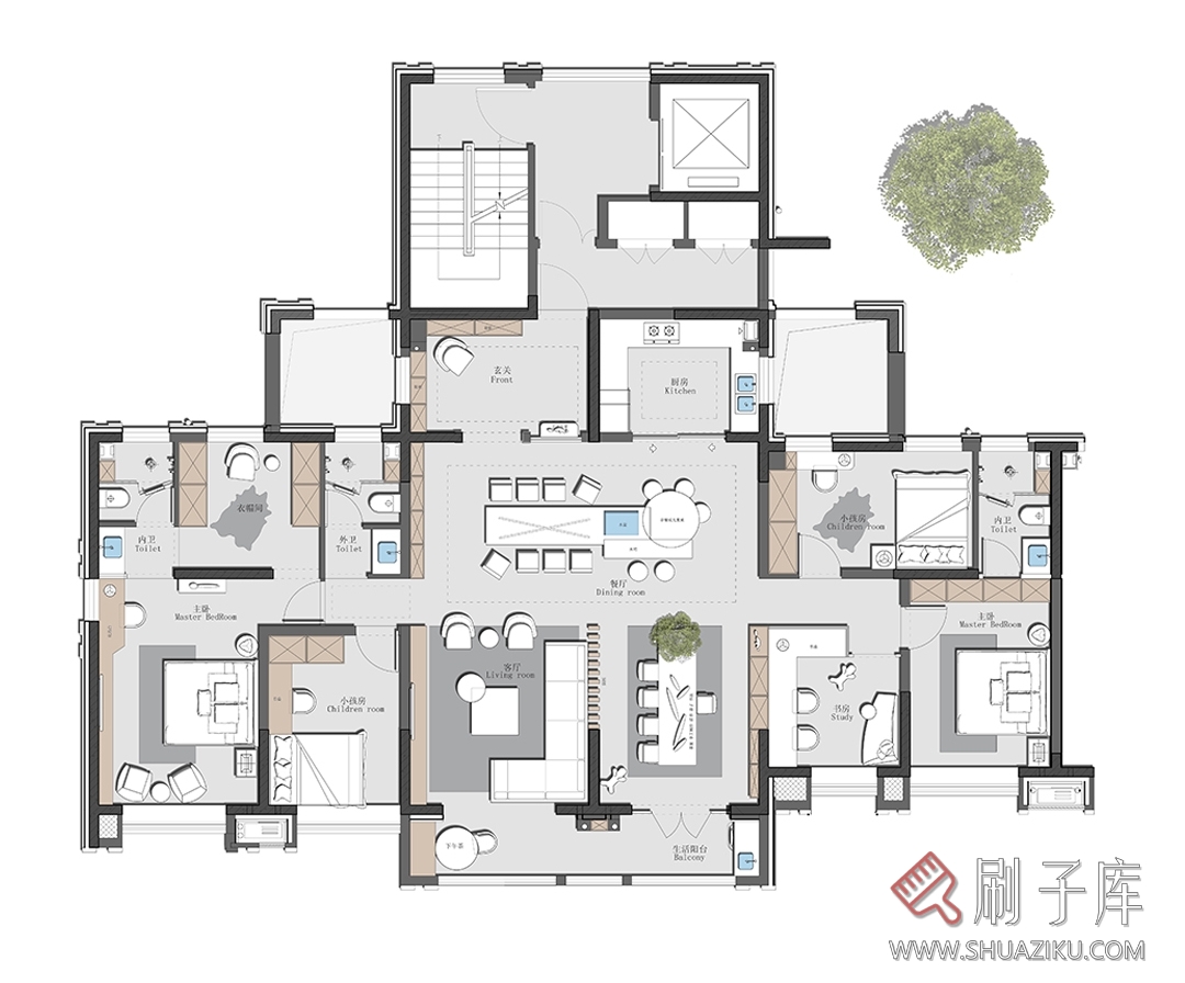 图片[6]-简约彩平图方案平面方案CAD+PSD-刷子库