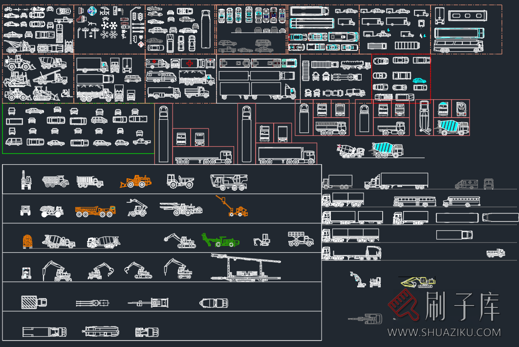 图片[1]-专业交通工具常用CAD图库-刷子库