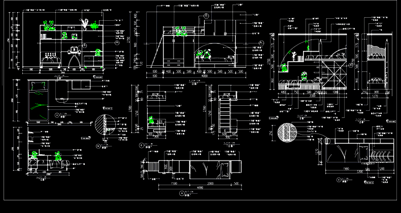 图片[18]-室内儿童房高低上下床平面布置立面图CAD图块施工图模块图库素材-刷子库