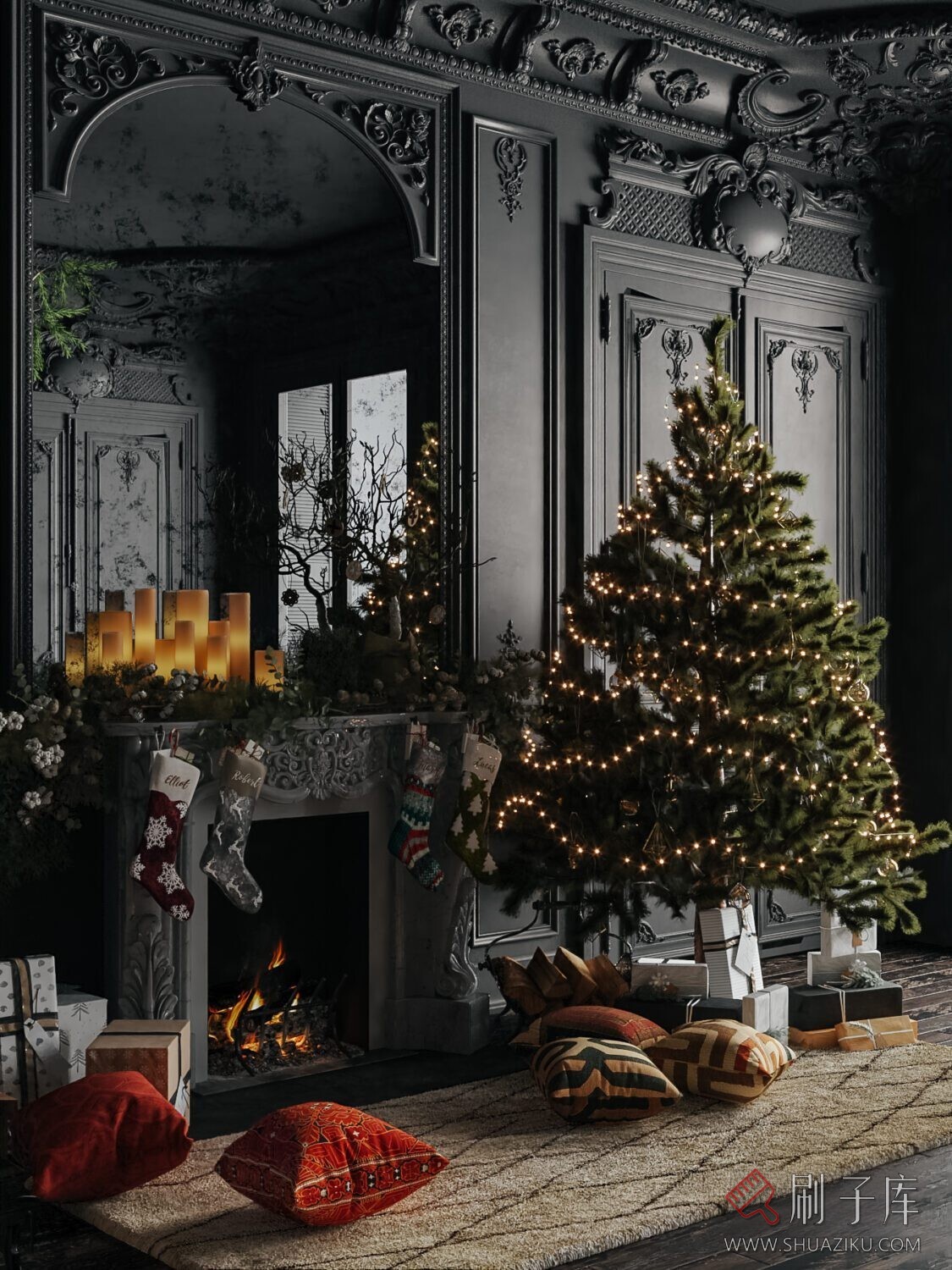 图片[1]-圣诞室内客厅-刷子库