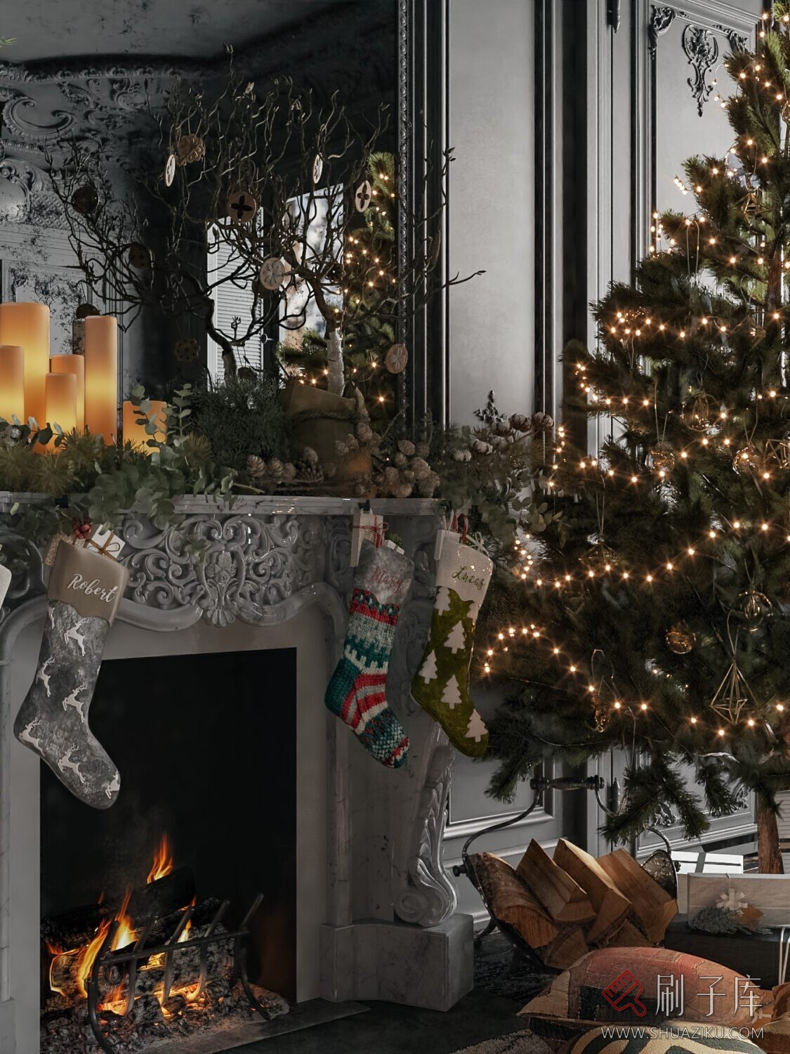 图片[14]-圣诞室内客厅-刷子库