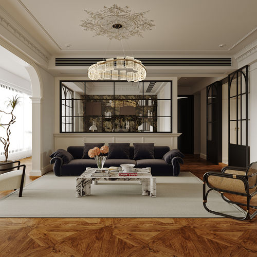 法式客餐厅3d写实模型-刷子库