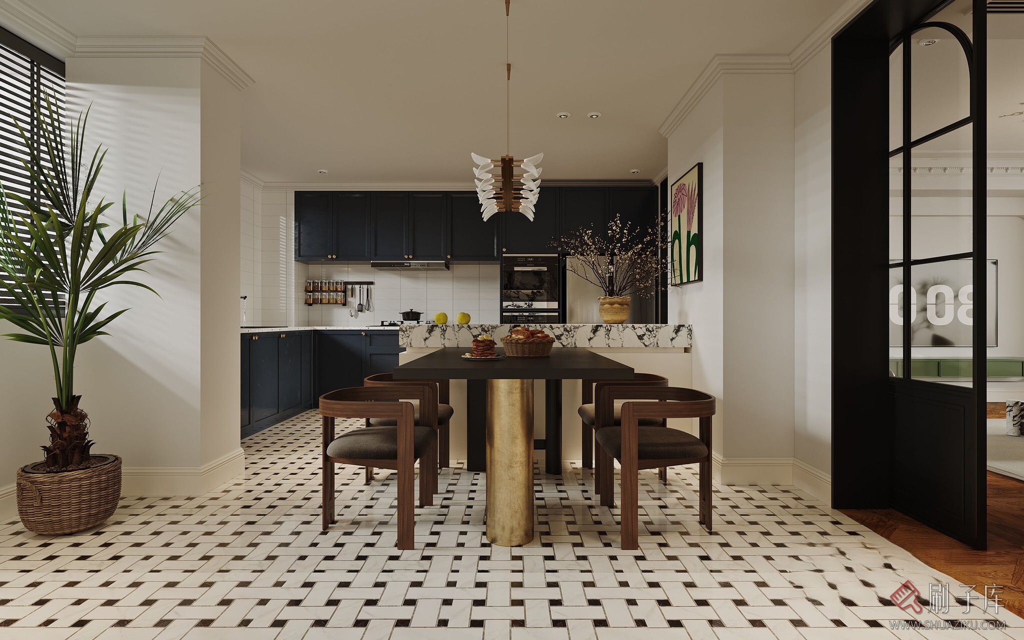 图片[1]-法式客餐厅3d写实模型-刷子库