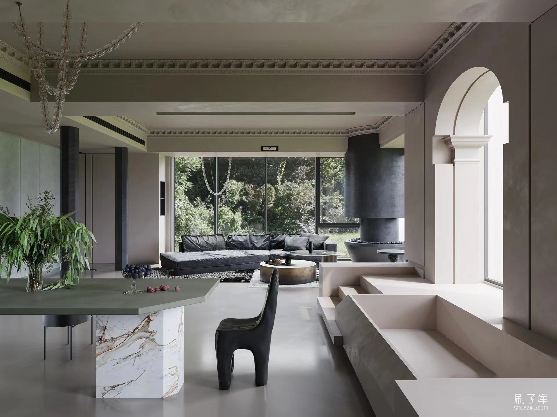 图片[3]-复古客厅写实3d模型-刷子库