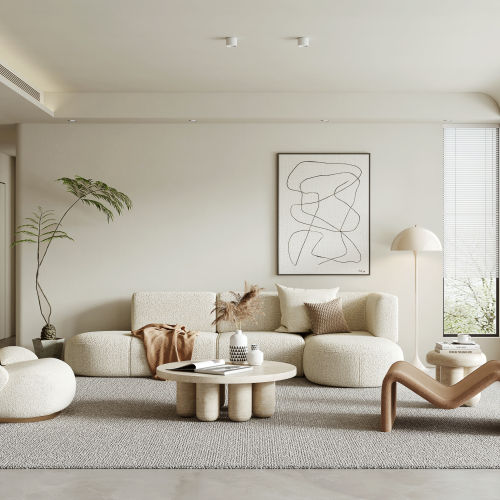 侘寂奶油风客厅3d模型-刷子库