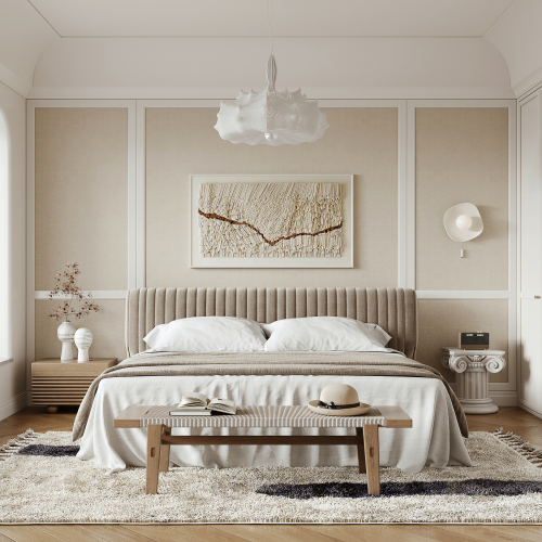 法式奶油风卧室3d模型-刷子库