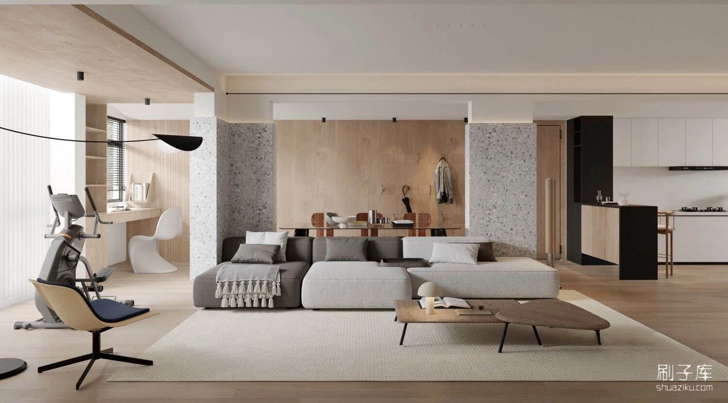 图片[1]-现代平层客餐厅3d模型-刷子库