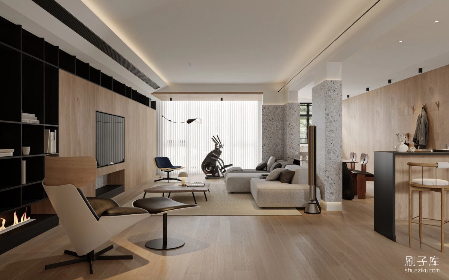 图片[2]-现代平层客餐厅3d模型-刷子库