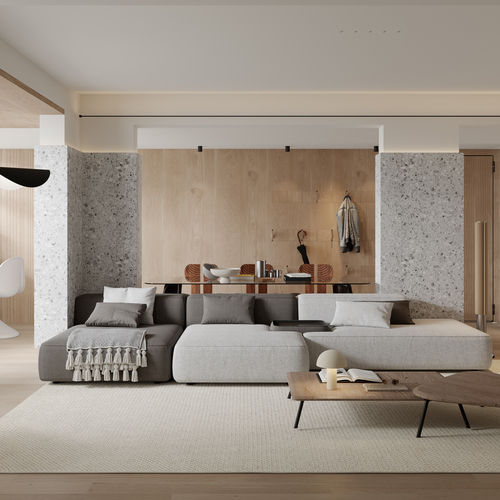 现代平层客餐厅3d模型-刷子库