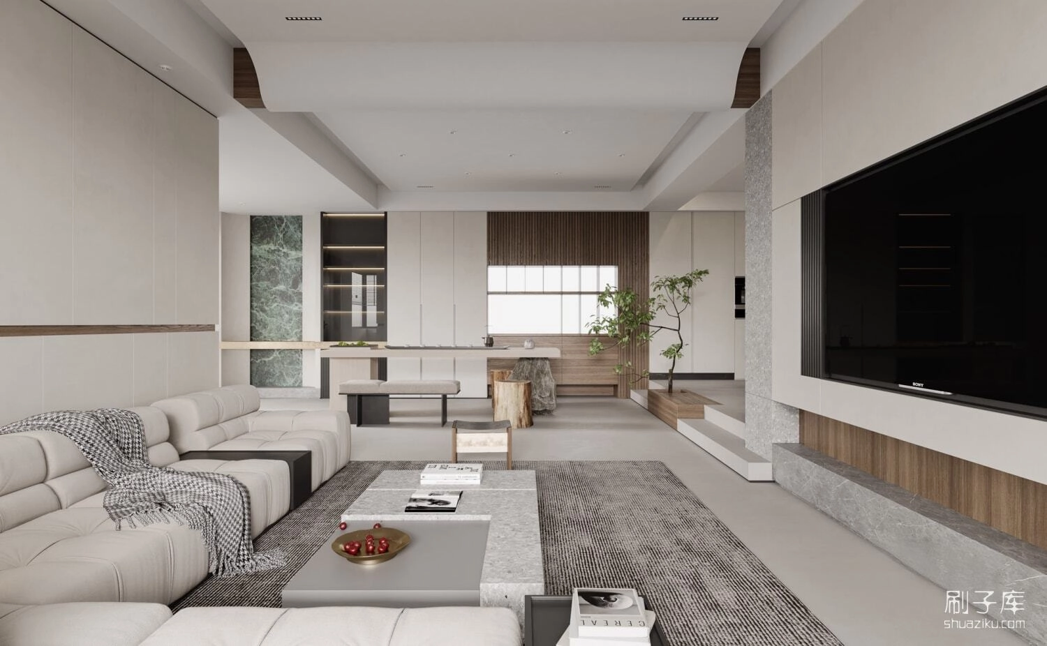 图片[1]-现代极简客餐厅3d模型-刷子库