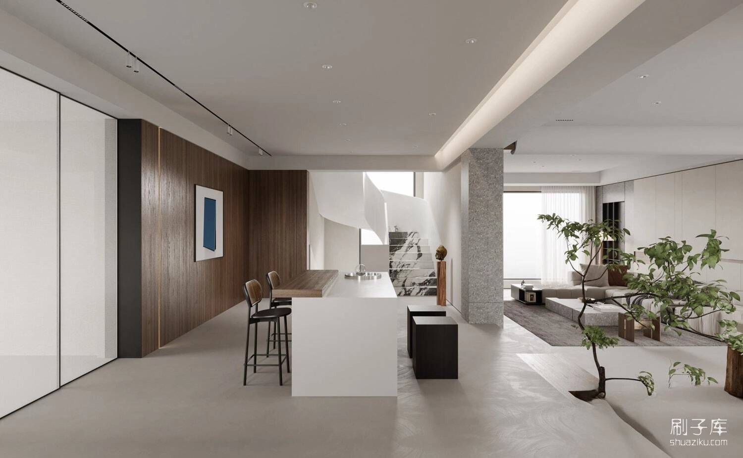 图片[2]-现代极简客餐厅3d模型-刷子库