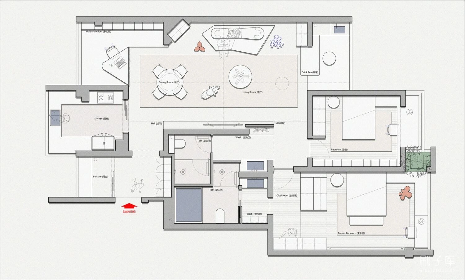 图片[2]-2023平面方案34套合集别墅+平层 | CAD平面+PSD彩图+长投影插件+打印样式-刷子库