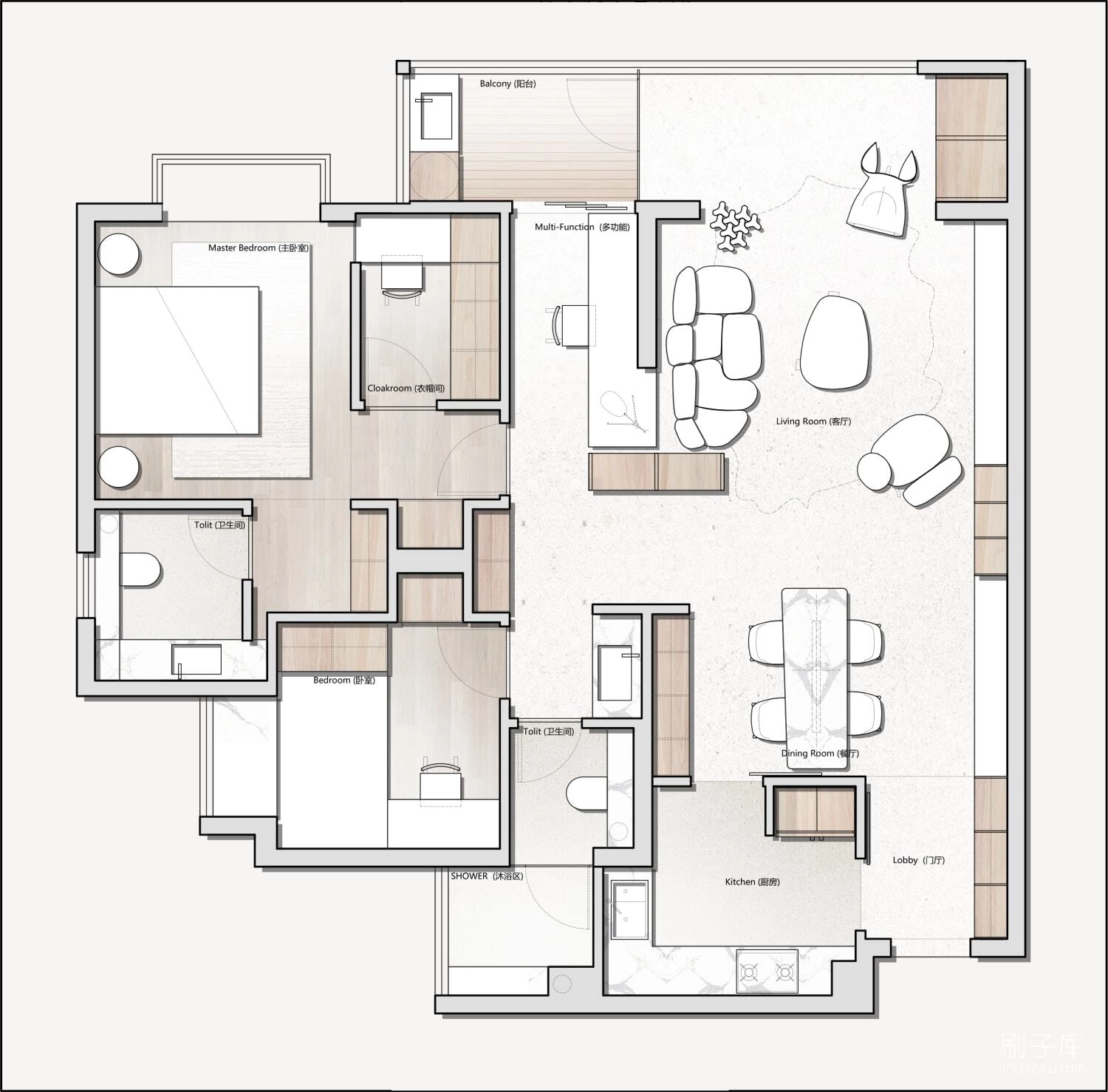 图片[12]-2023平面方案34套合集别墅+平层 | CAD平面+PSD彩图+长投影插件+打印样式-刷子库