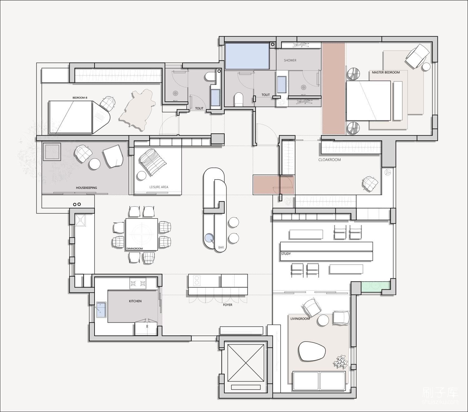 2023平面方案34套合集别墅+平层 | CAD平面+PSD彩图+长投影插件+打印样式-刷子库