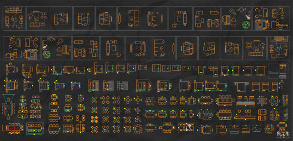 2023设计工作室自用CAD平面图库-刷子库