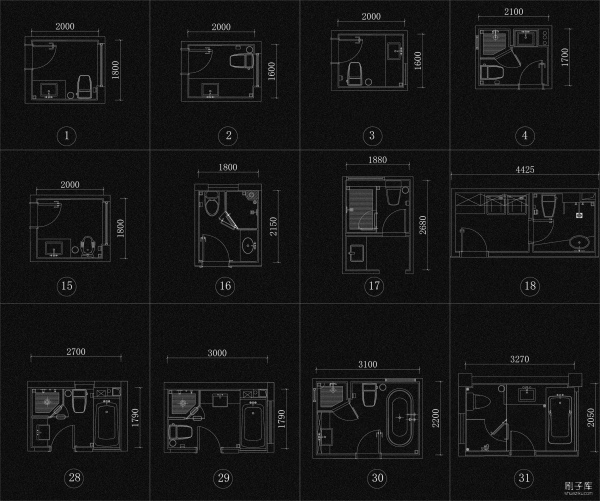 图片[2]-2023私宅卫生间布置CAD图库-刷子库