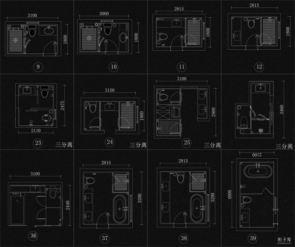 图片[4]-2023私宅卫生间布置CAD图库-刷子库