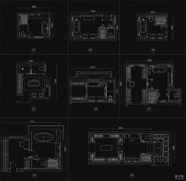 图片[8]-2023私宅卫生间布置CAD图库-刷子库