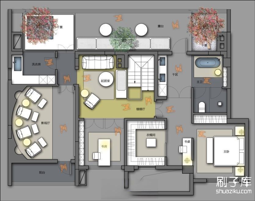 20231121145912310-家装户型图室内设计平面布局方案ps分层PSD彩平图源文件 - 有设计 (4)