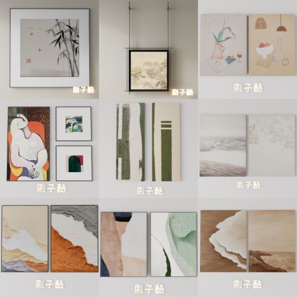D5挂画模型22个-刷子库
