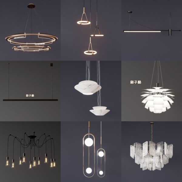 D5吊灯模型20个-刷子库