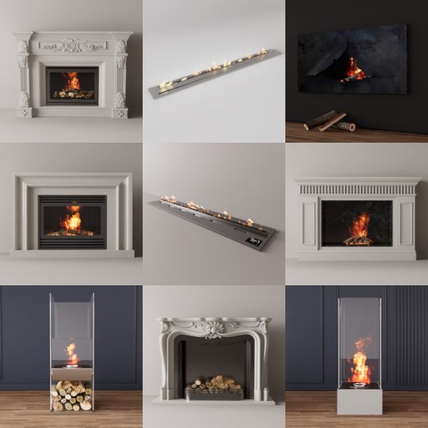 D5壁炉模型9个-刷子库